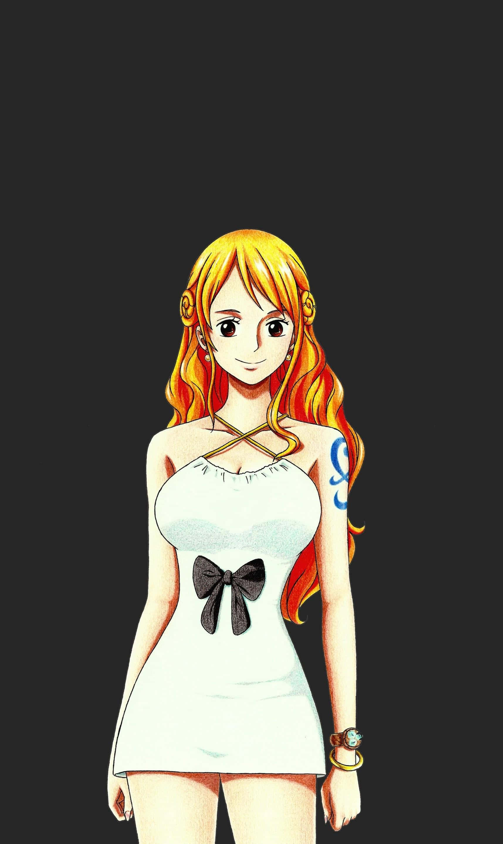 Nami One Piece in wit mini-rok Muurpapier