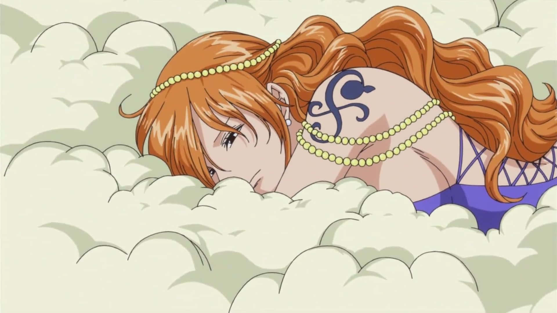 Nami One Piece wat in Yomo se Wol Slaap Muurpapier