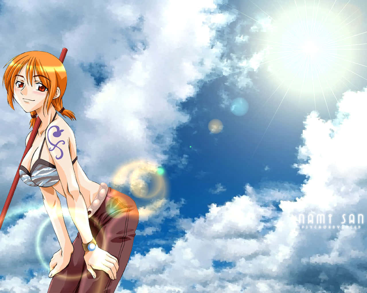 Nami van One Piece wat haar vreeslose gees toon Muurpapier