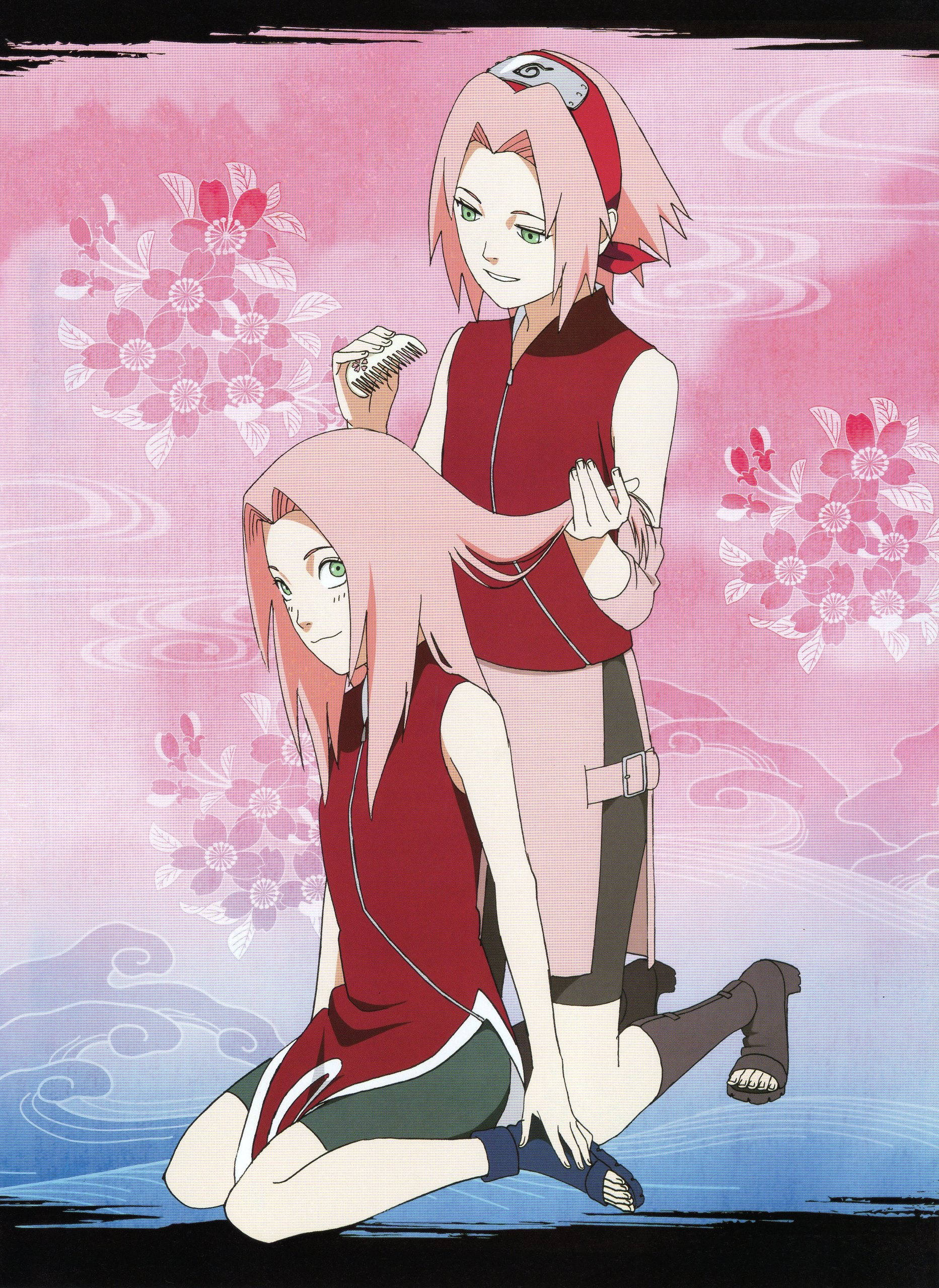 Naruto Anime Jong en Volwasse Sakura Muurpapier