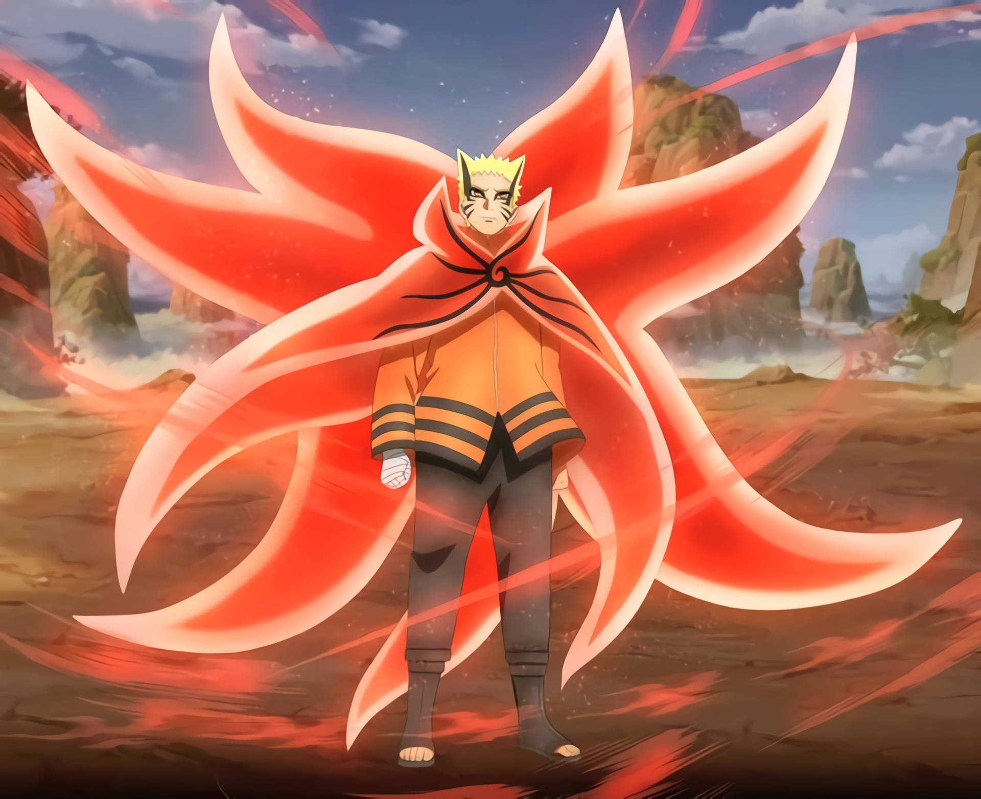 Naruto Baryon-modus Vlam Muurpapier