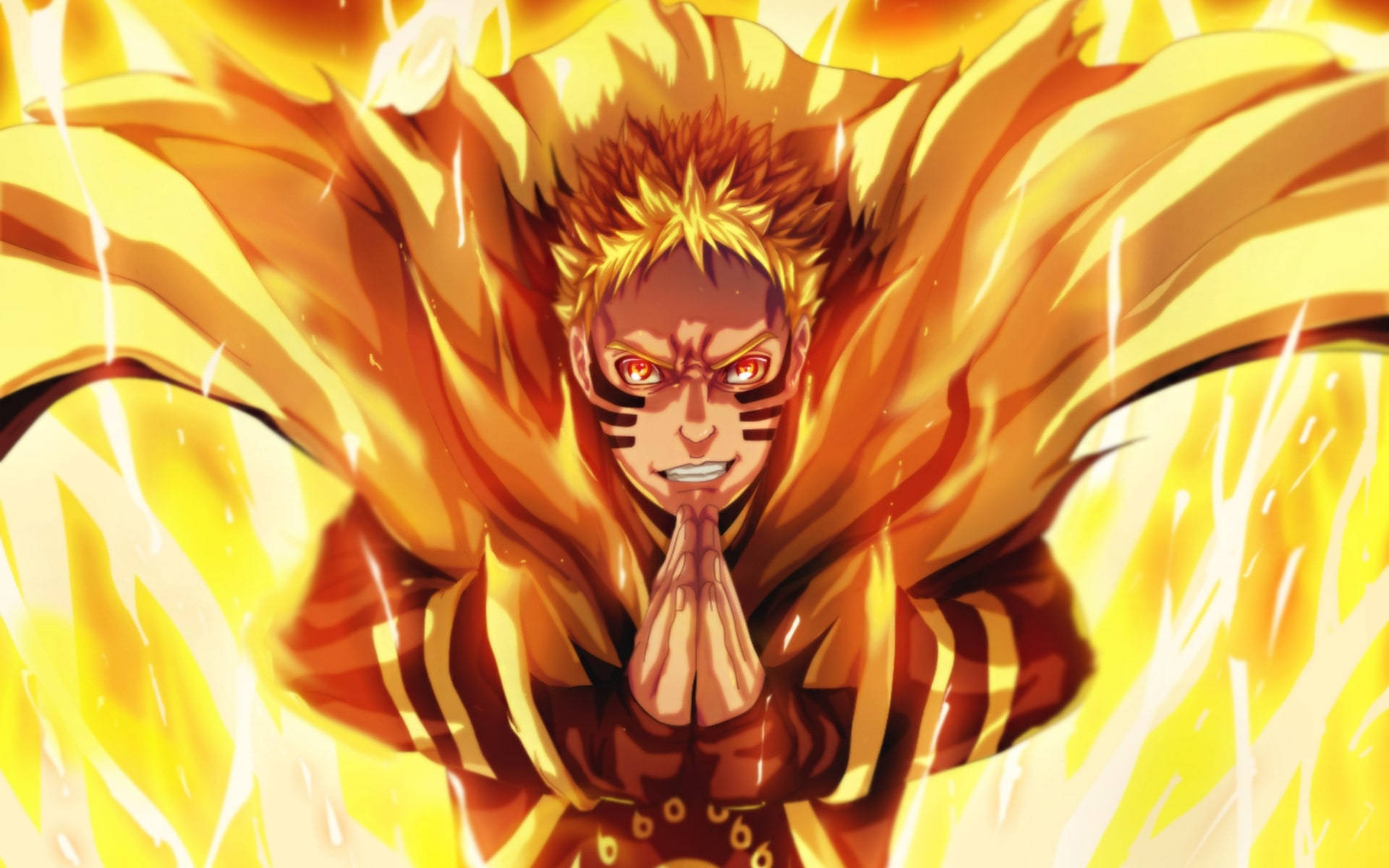 Naruto Baryon-modus Geel Vlamme Muurpapier