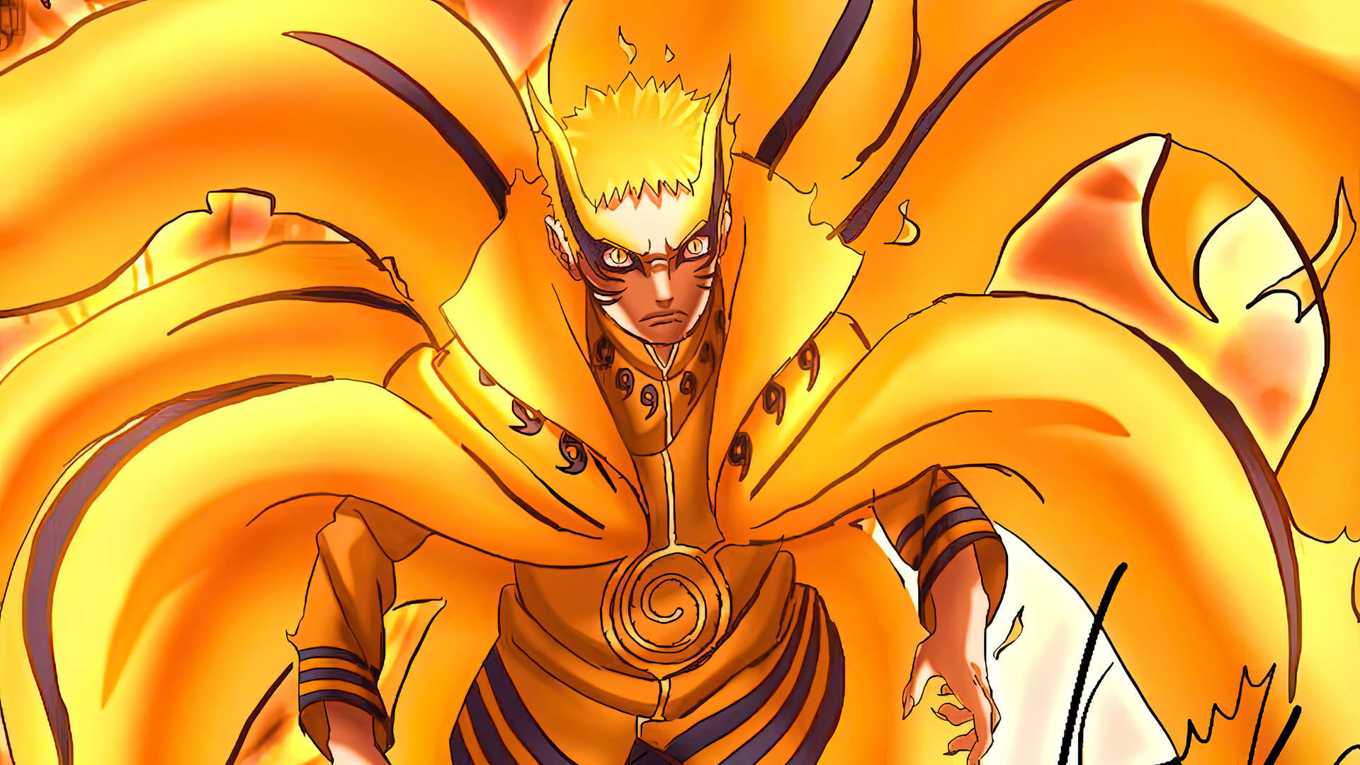 Naruto Baryon-modus Oranje-kunswerk Muurpapier