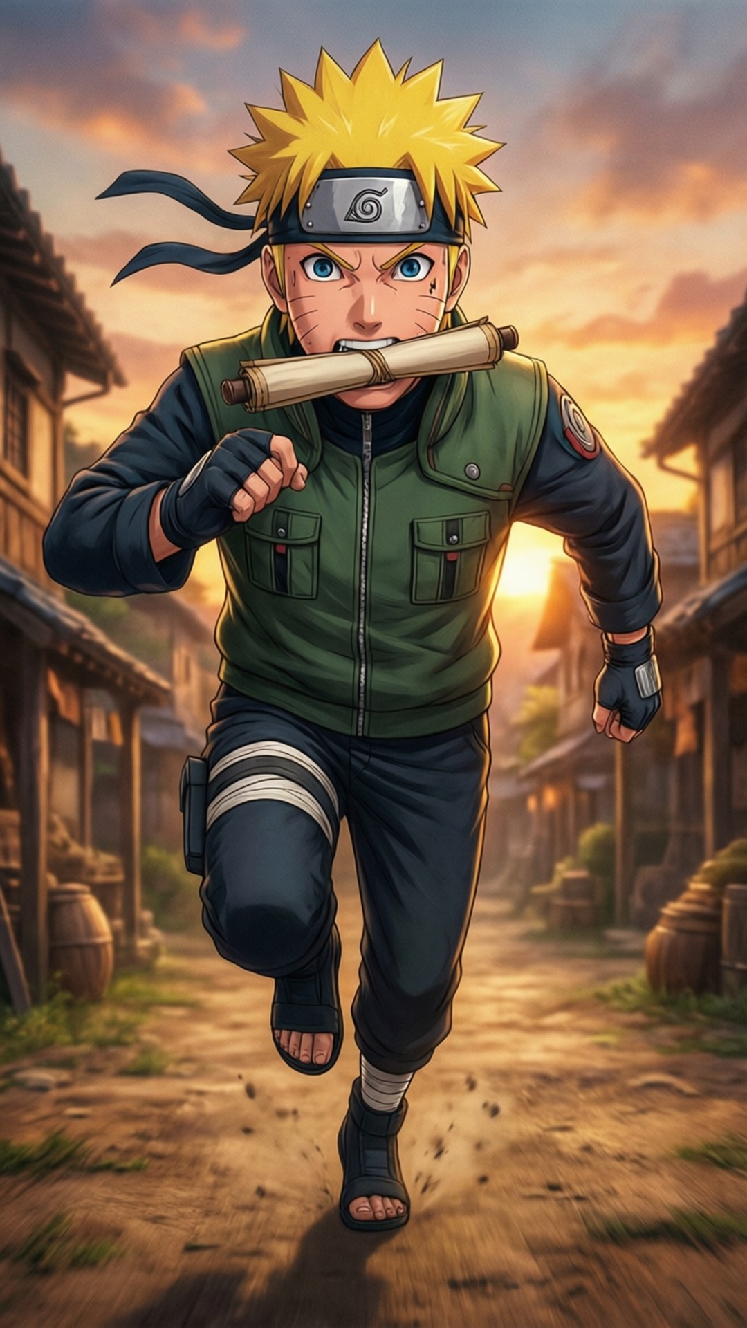 Naruto hardloop met 'n rol in aksie. — Naruto iPhone GIF Muurpapier