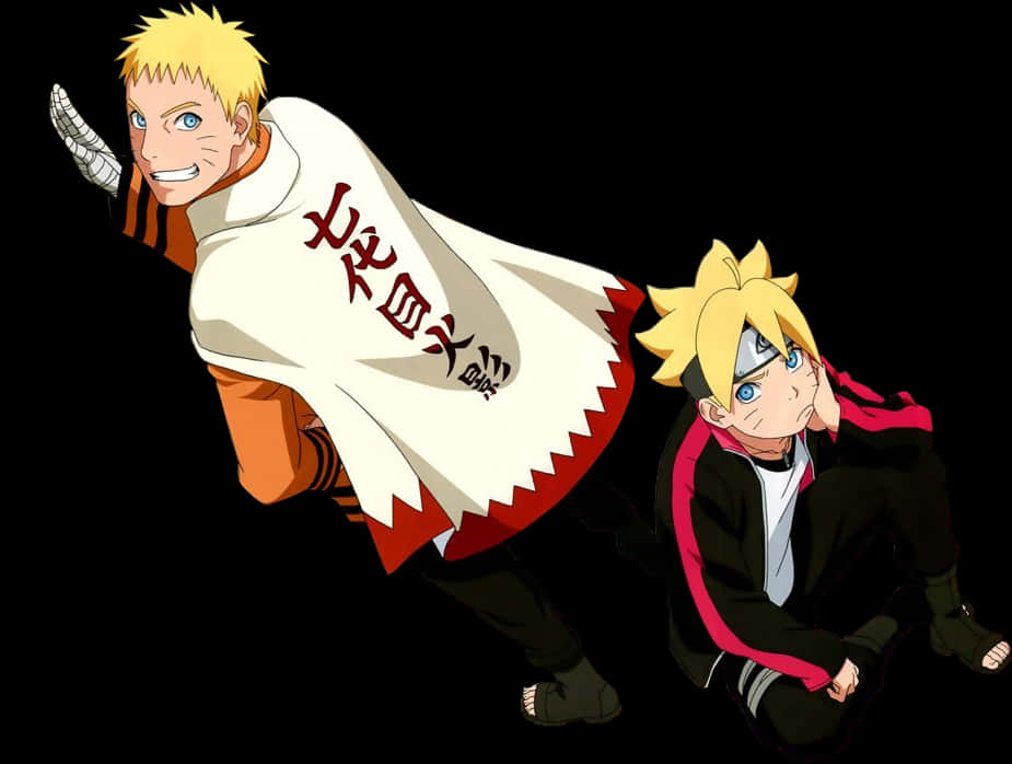 Naruto en Boruto Hokage-mantel Muurpapier