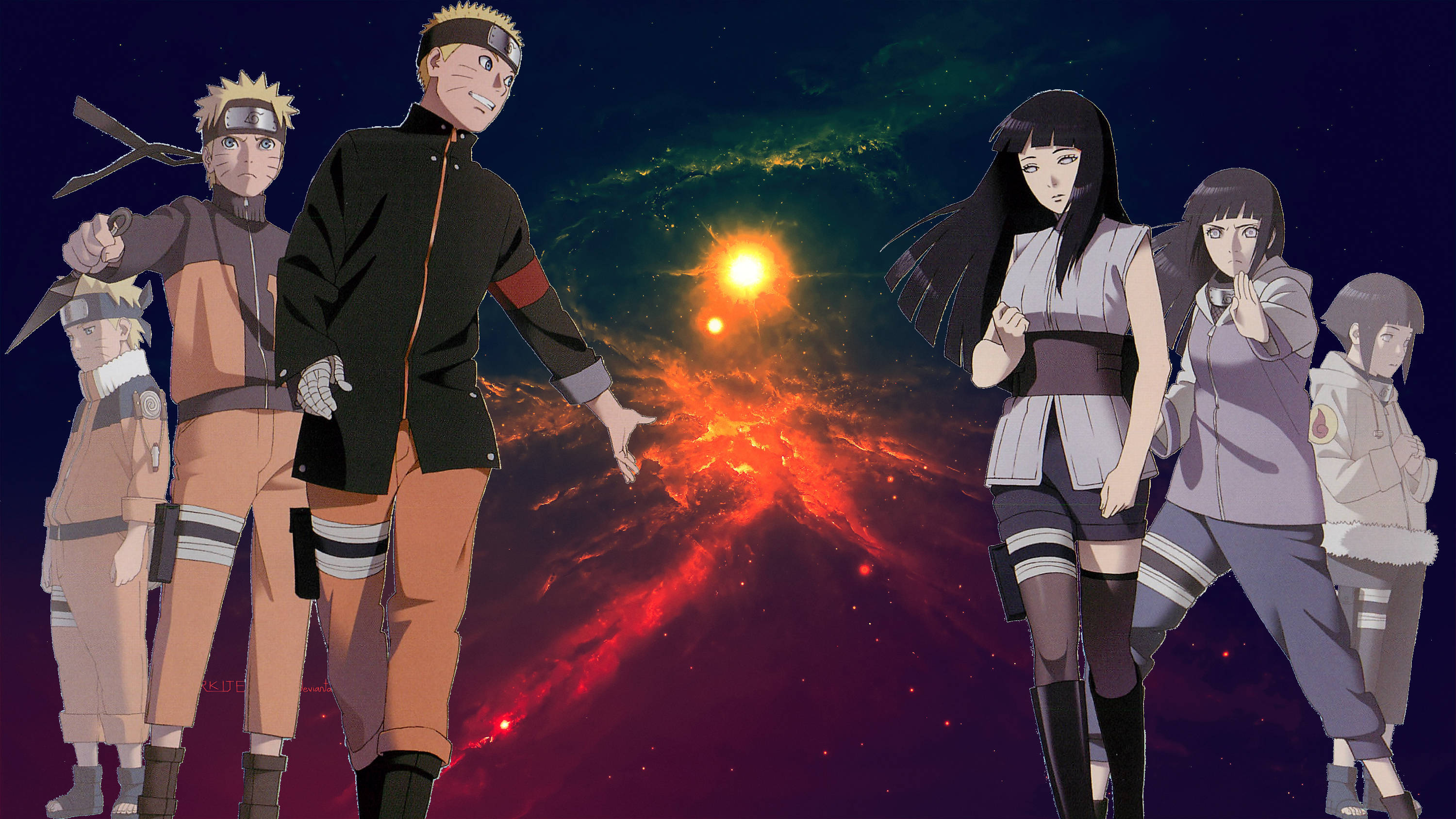 Naruto en Hinata Fases Muurpapier