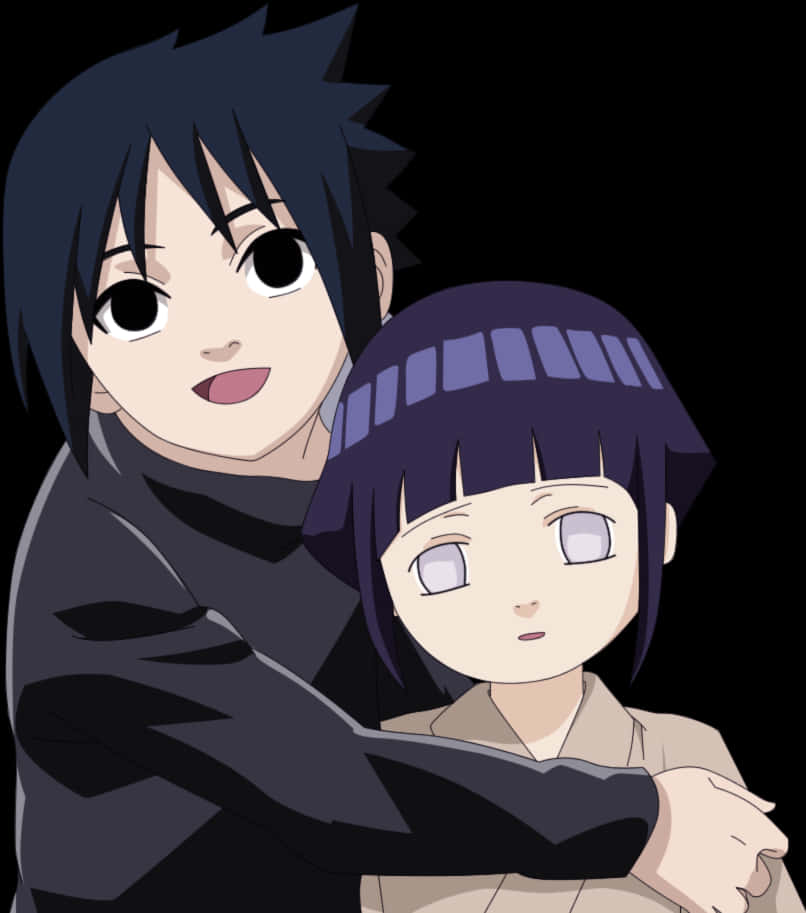 Naruto en Hinata Anime Omhelsing Muurpapier
