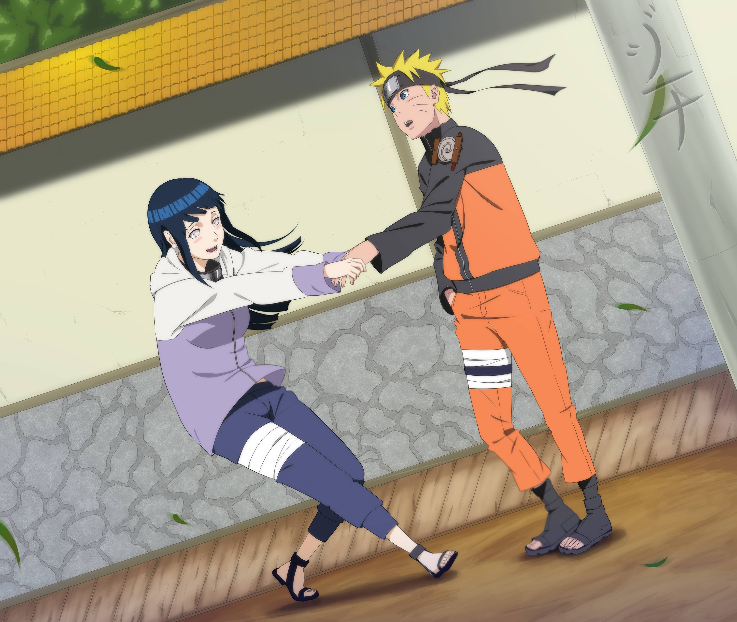 Naruto en Hinata Buitenshuis Muurpapier