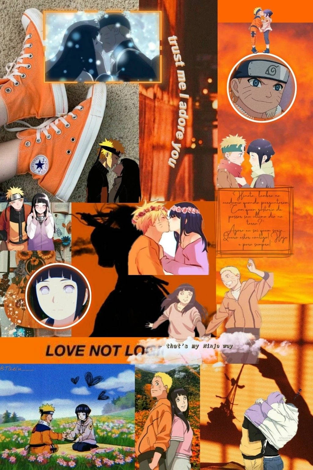 Naruto en Hinata Collage Muurpapier