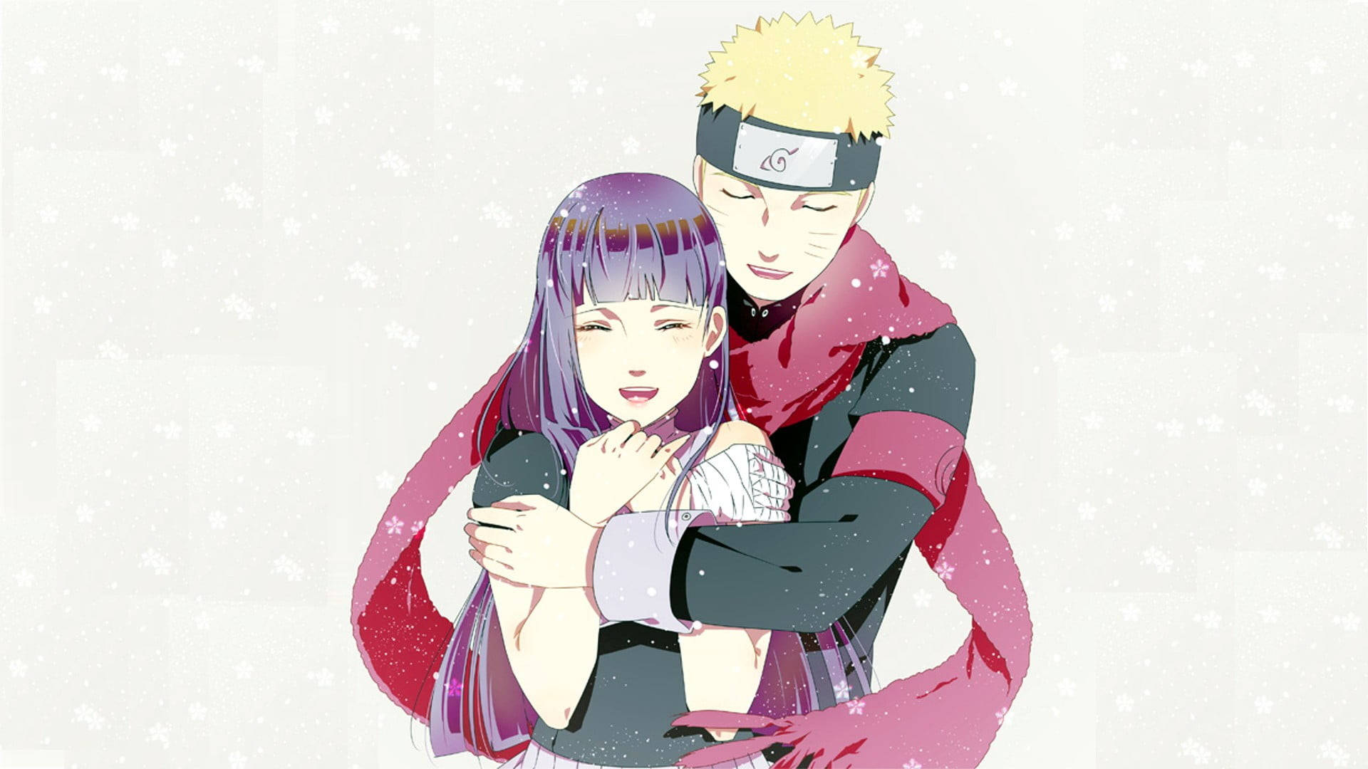 Naruto en Hinata met Rooi Serp Muurpapier