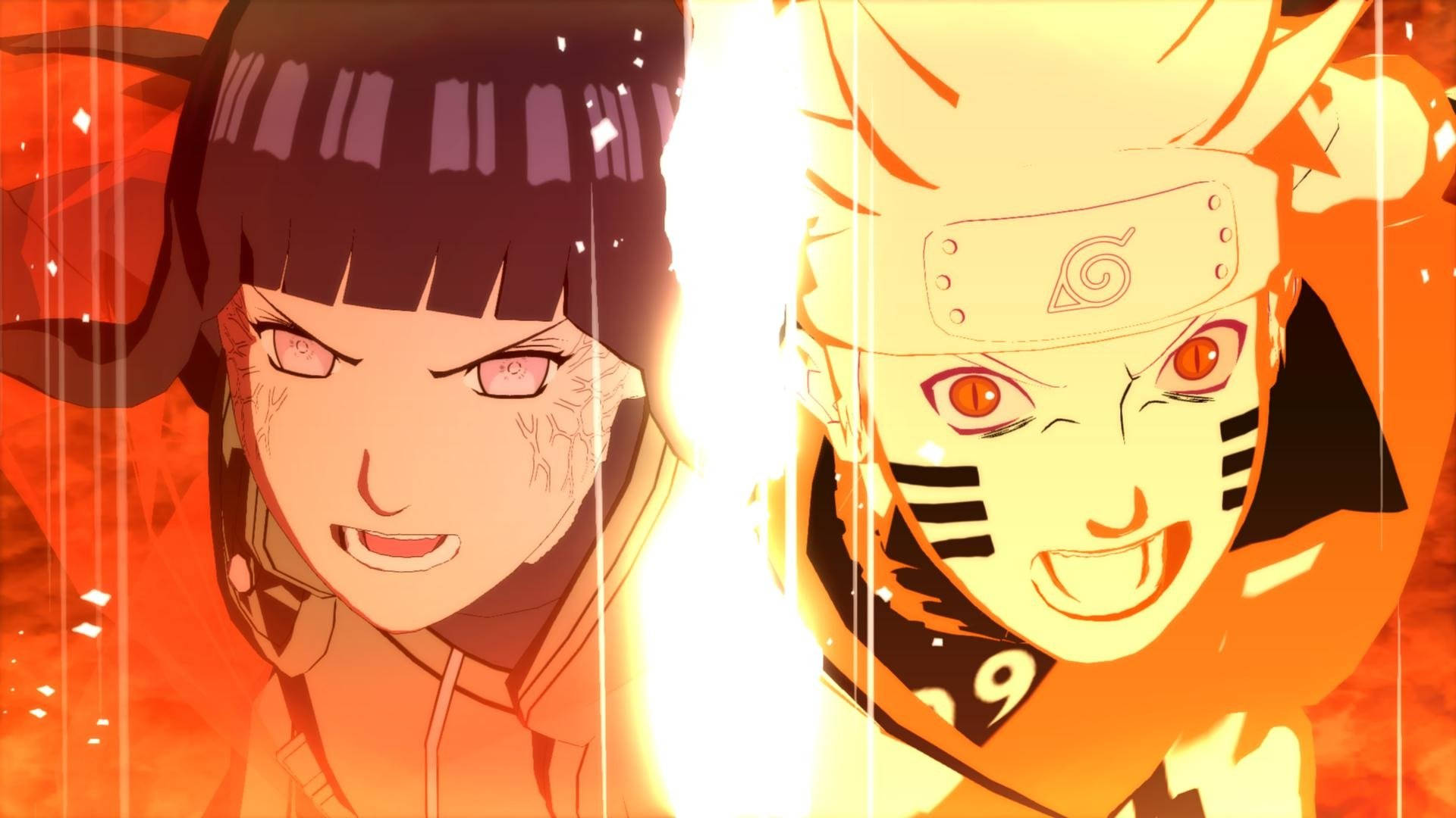 Naruto en Hinata Gesplete Kuns Muurpapier