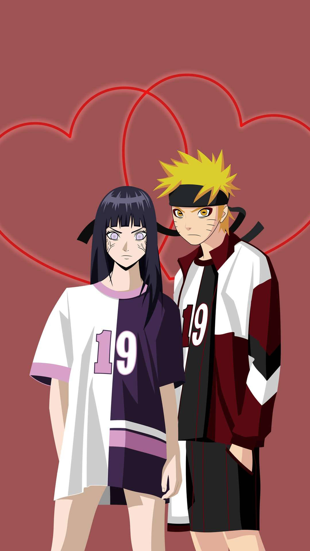 Naruto en Hinata in Gemaklike Klere Muurpapier