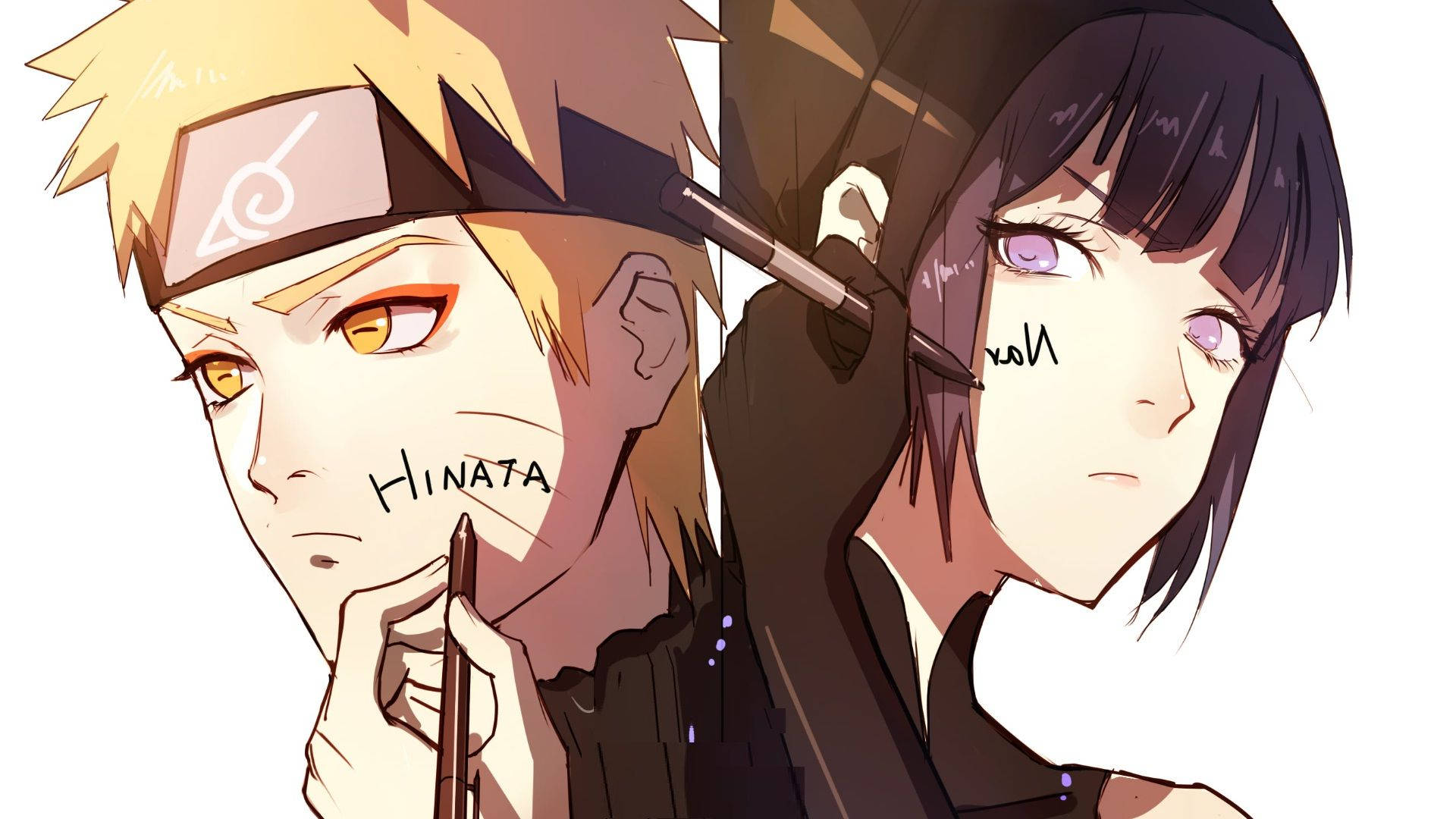 Naruto en Hinata Gesigte Muurpapier