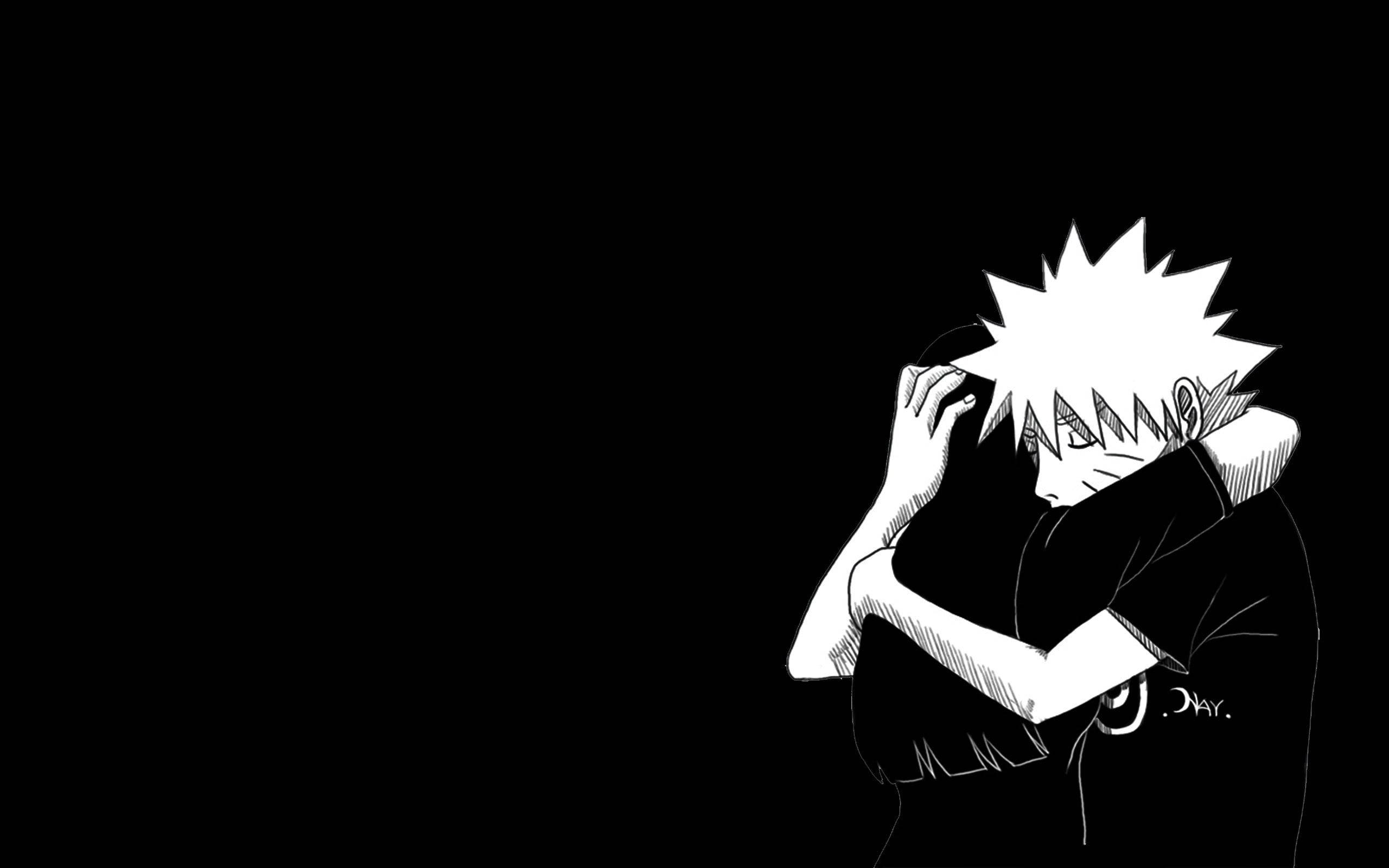 Naruto En Hinata Swart En Wit Muurpapier
