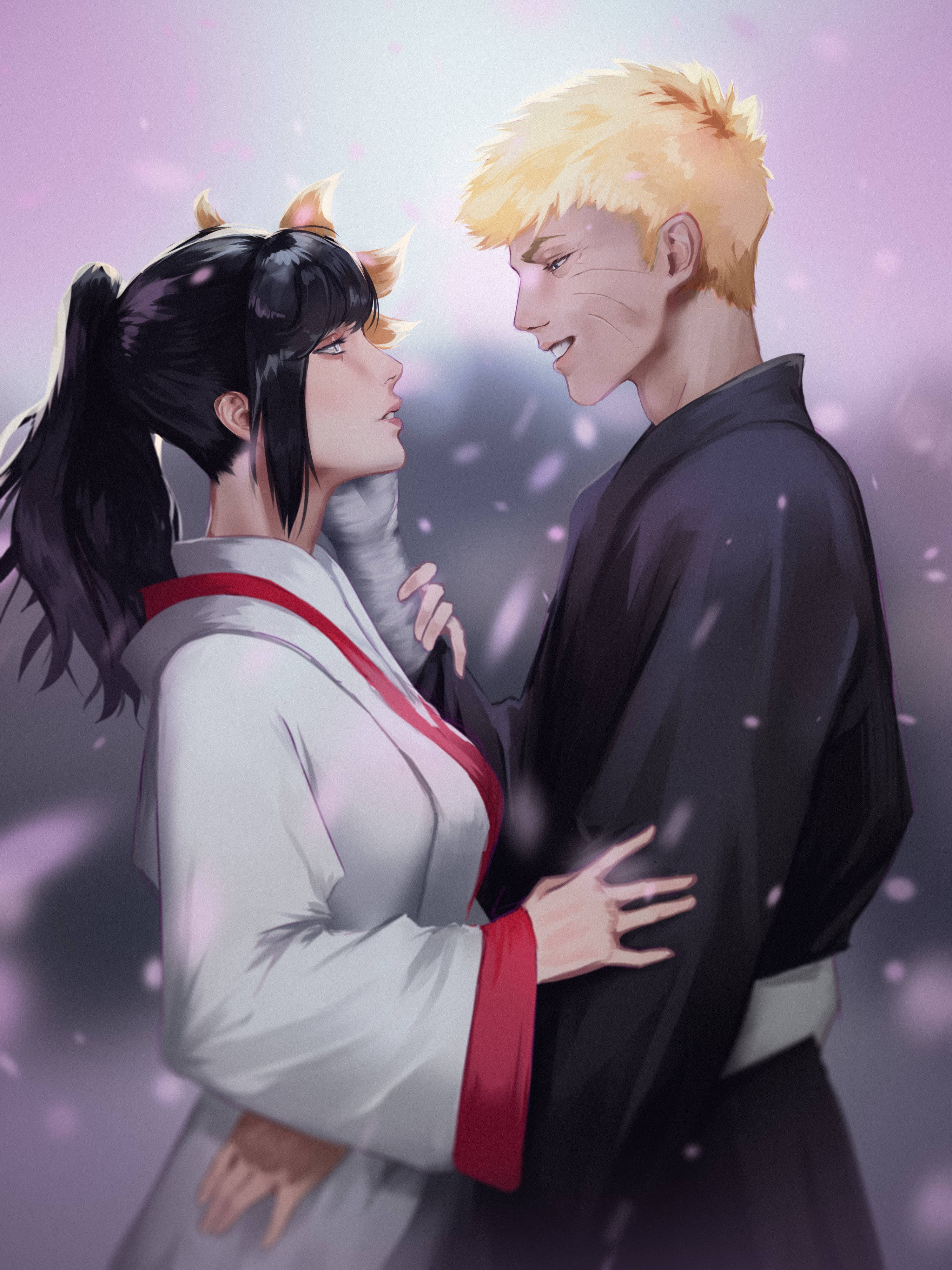 Naruto en Hinata Liefde Fanart Muurpapier