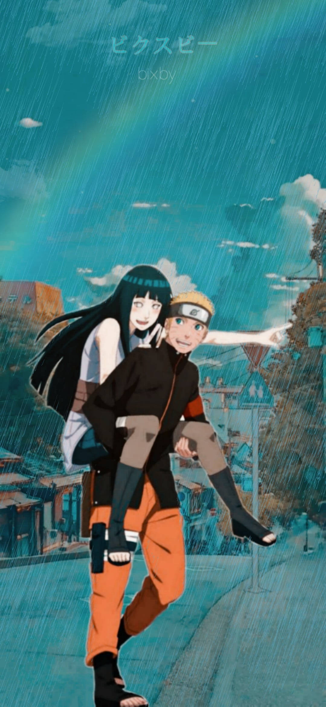 Naruto en Hinata Estetiese Animasie-egpaar Muurpapier