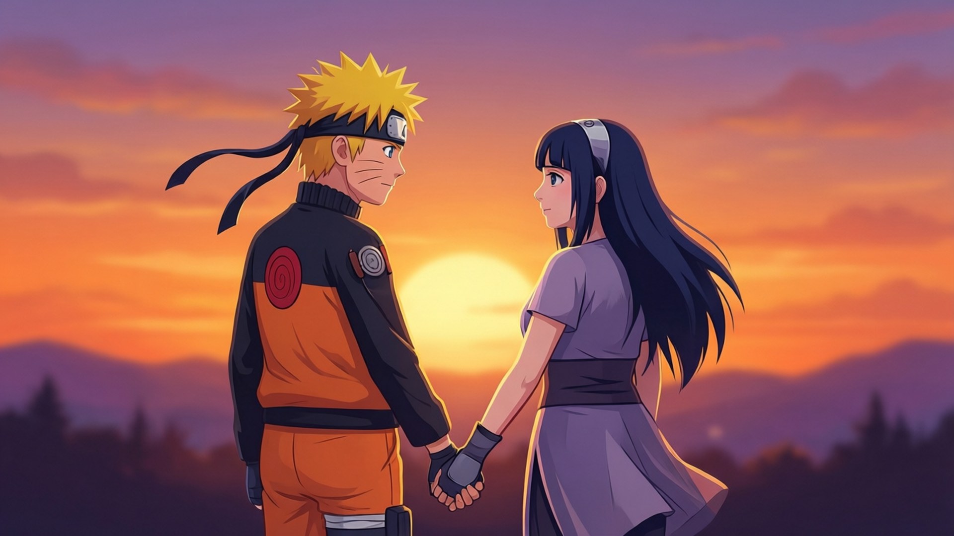 Naruto en Hinata Vektor Muurpapier
