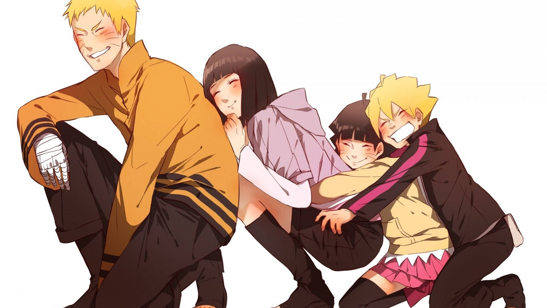 Naruto en Hinata met hul Kinders Muurpapier