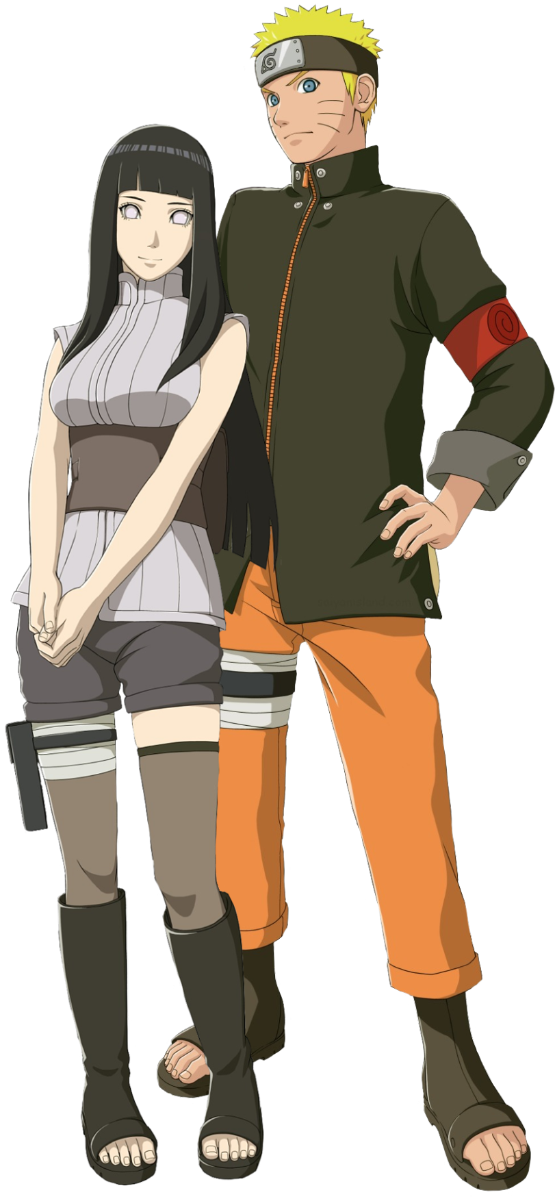 Naruto en Hinata wat langs mekaar staan Muurpapier