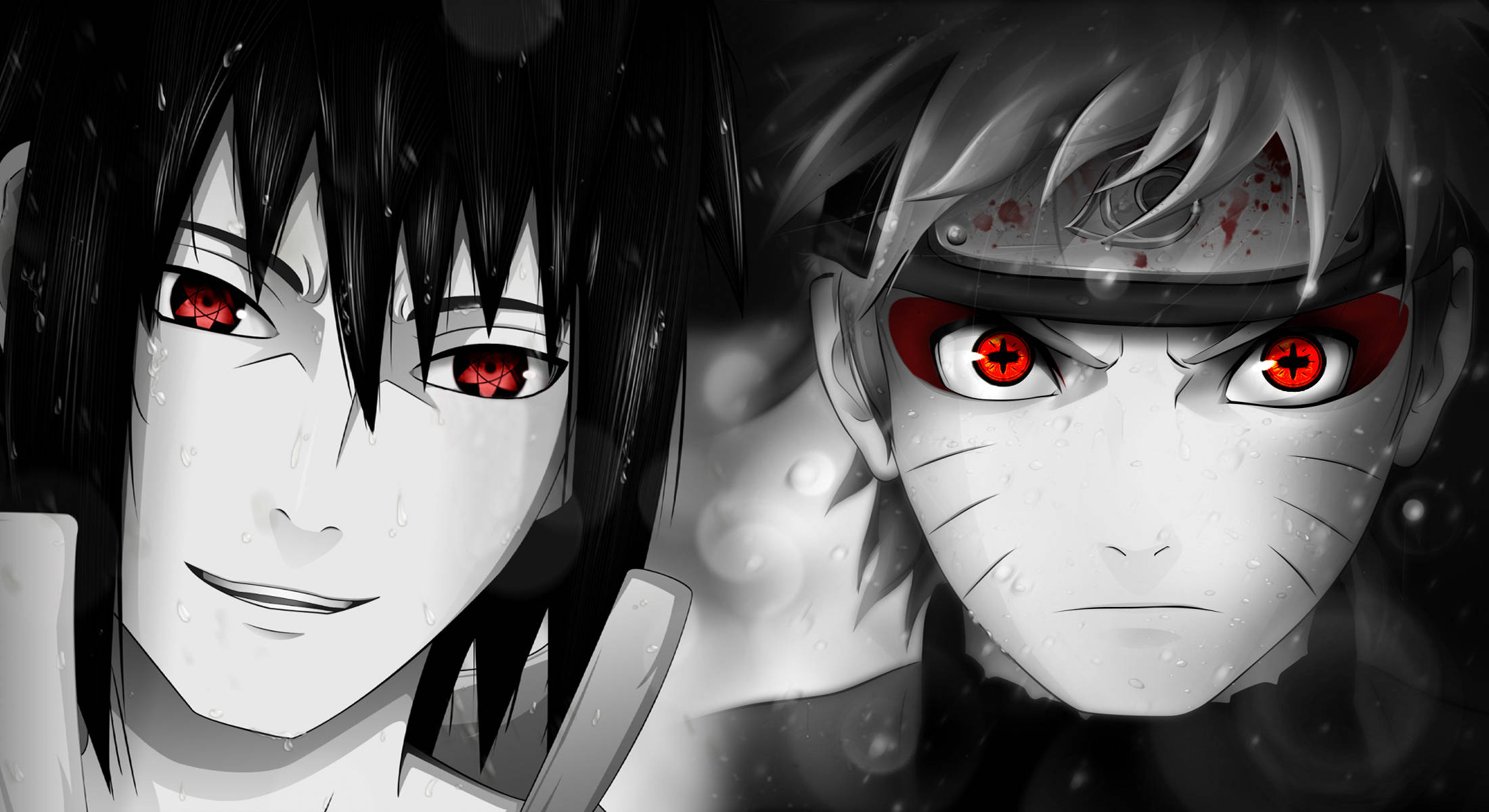 Naruto en Sasuke Oë Muurpapier