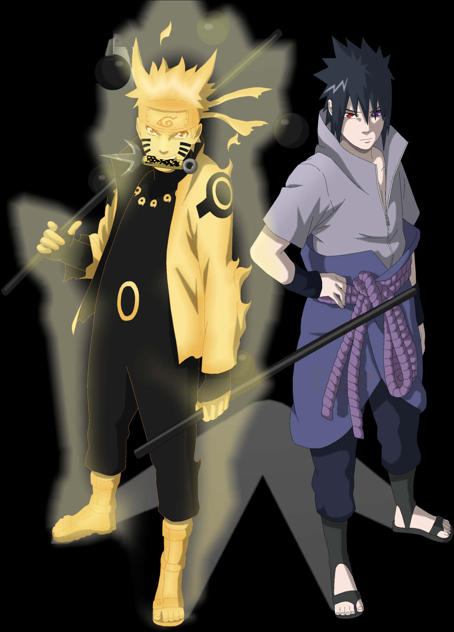 Naruto en Sasuke Anime-illustrasie Muurpapier