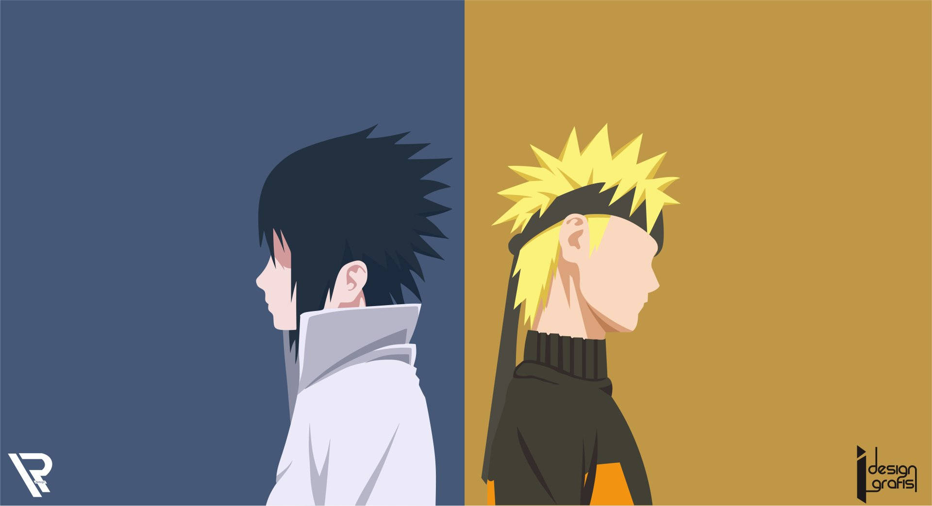 Naruto en Sasuke Banier Muurpapier