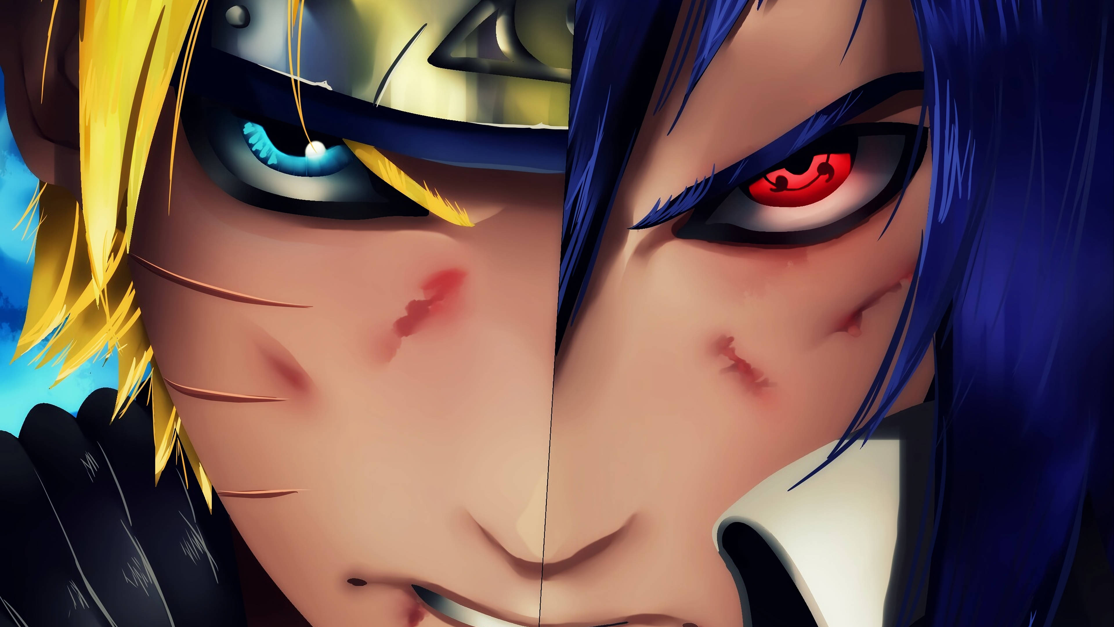 Naruto en Sasuke Naby Muurpapier