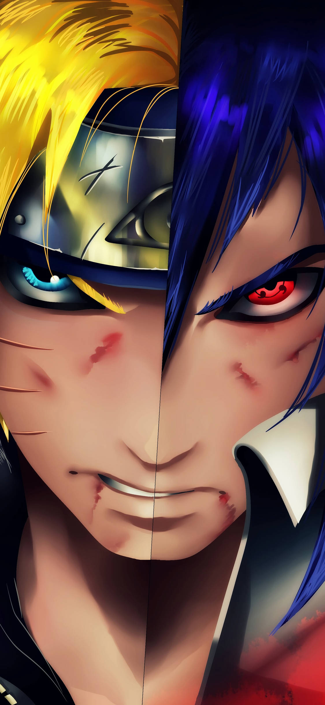 Naruto en Sasuke Samesmelting Muurpapier
