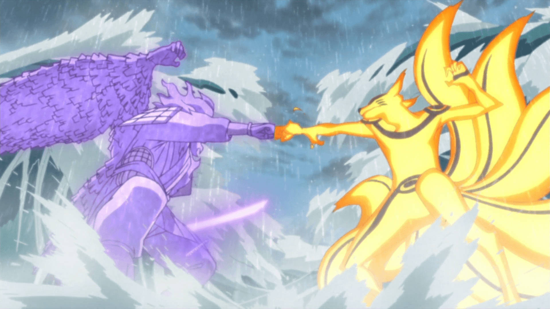 Naruto en Sasuke se Monsterse Geveg Muurpapier