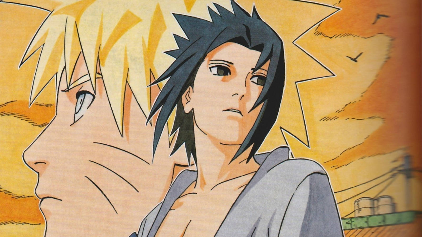 Naruto en Sasuke Tekening Muurpapier