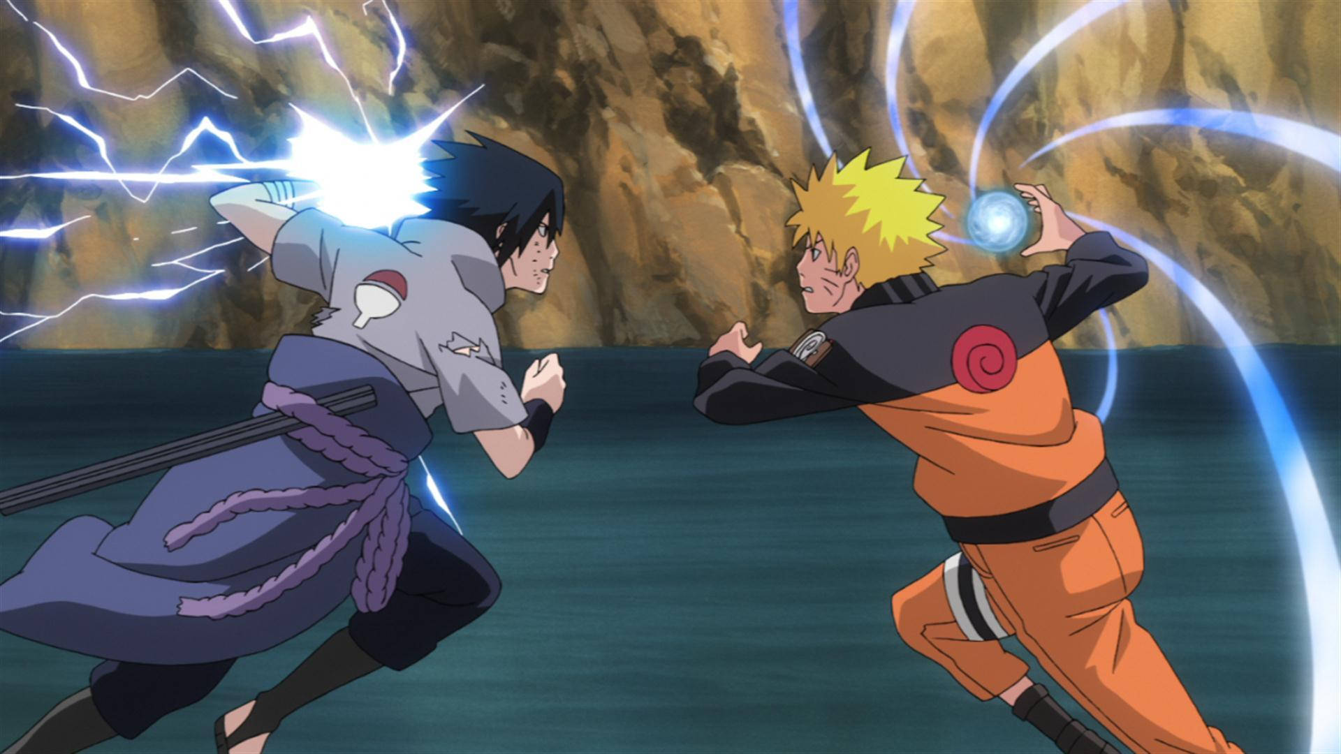 Naruto en Sasuke Vallei Geveg Muurpapier
