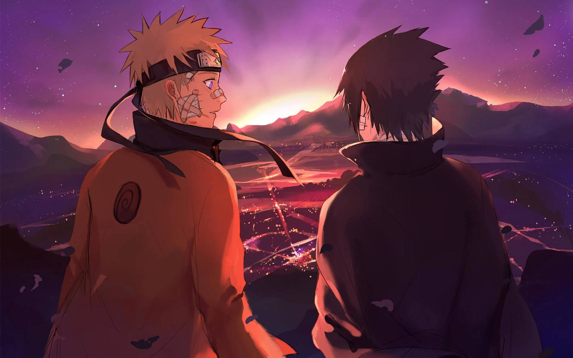 Naruto en Sasuke van die Versteekte Blaar Muurpapier