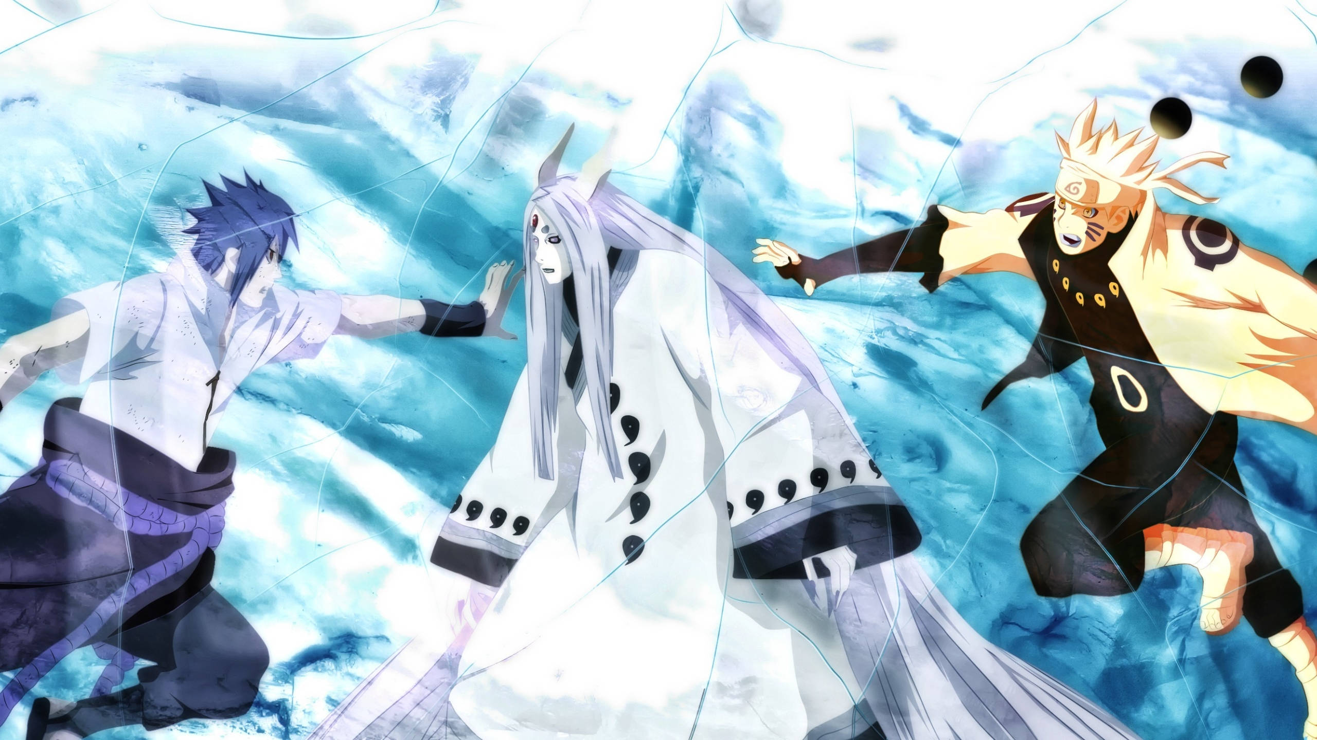 Naruto en Sasuke teen Kaguya Ōtsutsuki Muurpapier