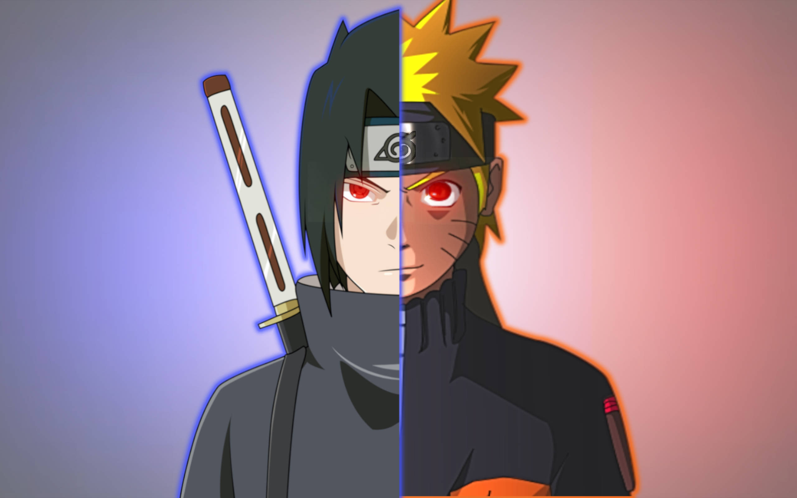 Naruto en Sasuke Gekombineer Muurpapier