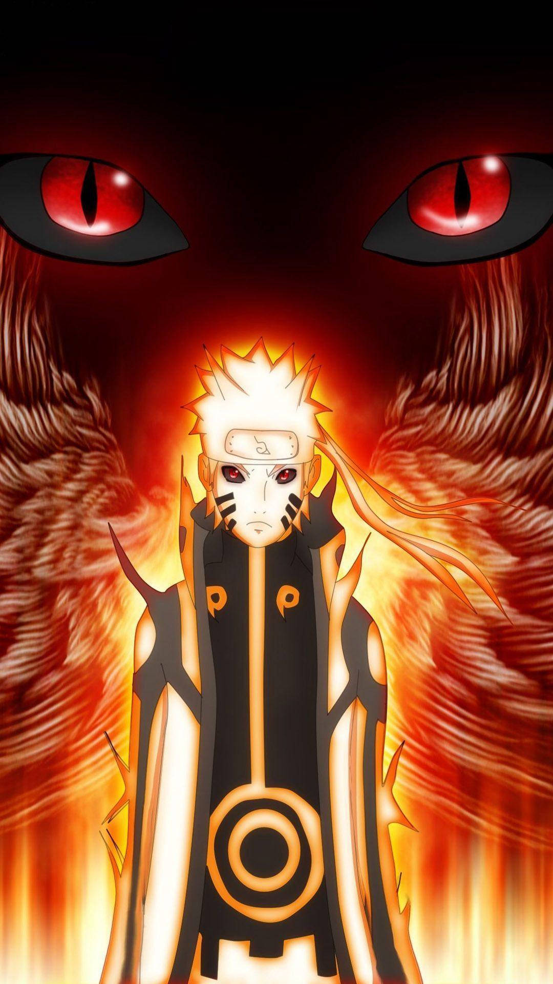 Naruto Foon in Kurama-modus Muurpapier