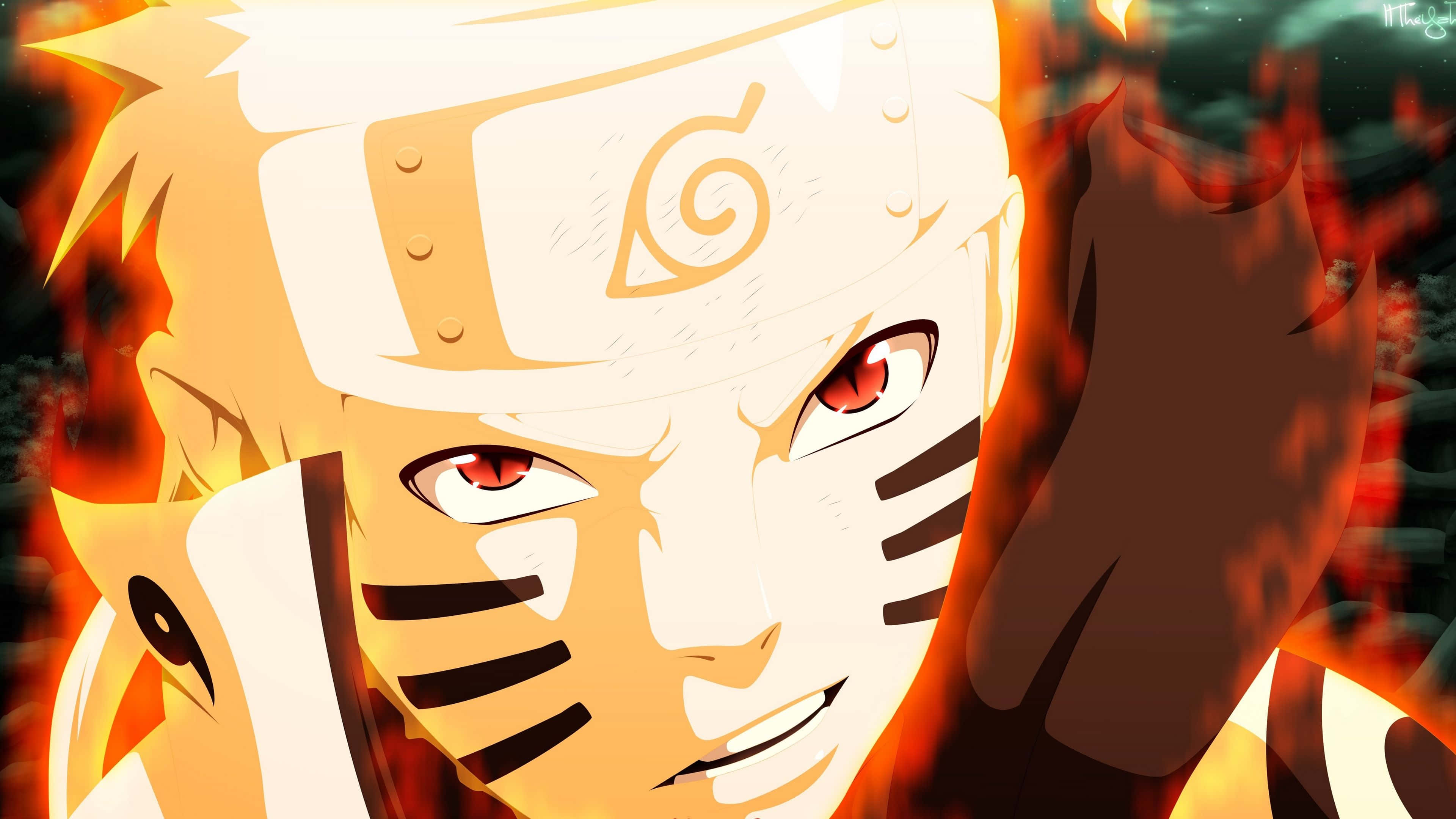 Naruto Gesig Kurama Modus Muurpapier