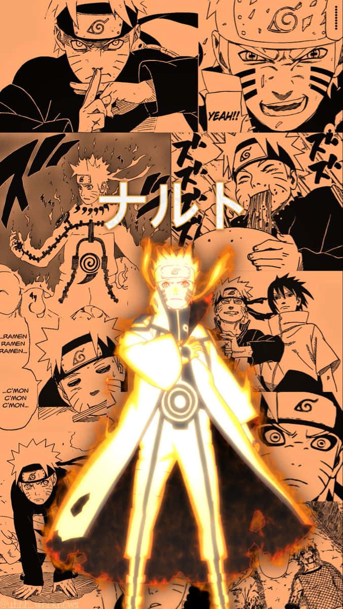 Naruto In Chakra-modus Oranje Anime — Naruto iPhone GIF Muurpapier