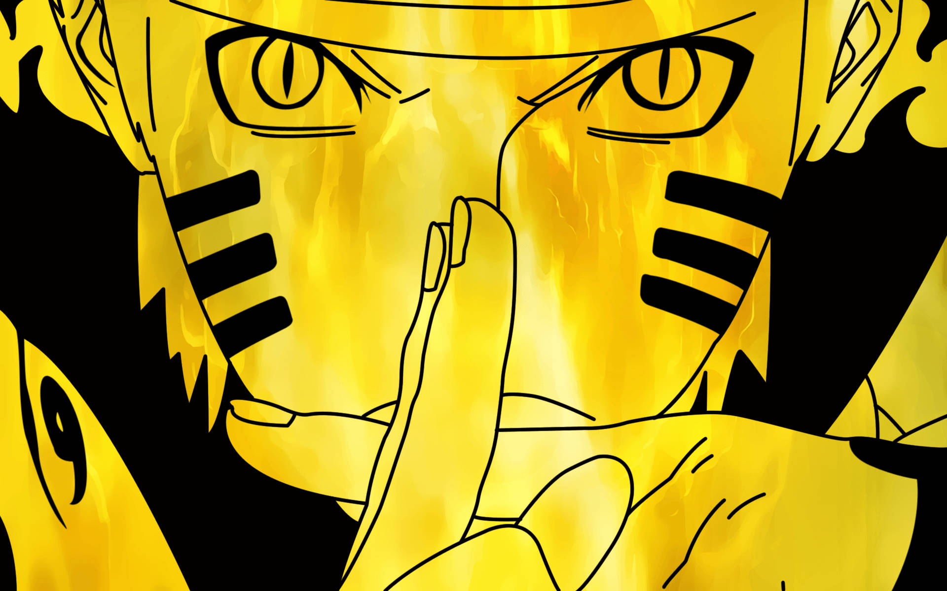 Naruto Uzumaki wat sy jutsu-tegniek gebruik. Oproep van die nege stert jakkals.
