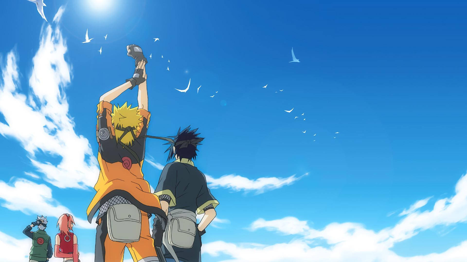 Naruto Karakters Blou Lug Estetika Muurpapier