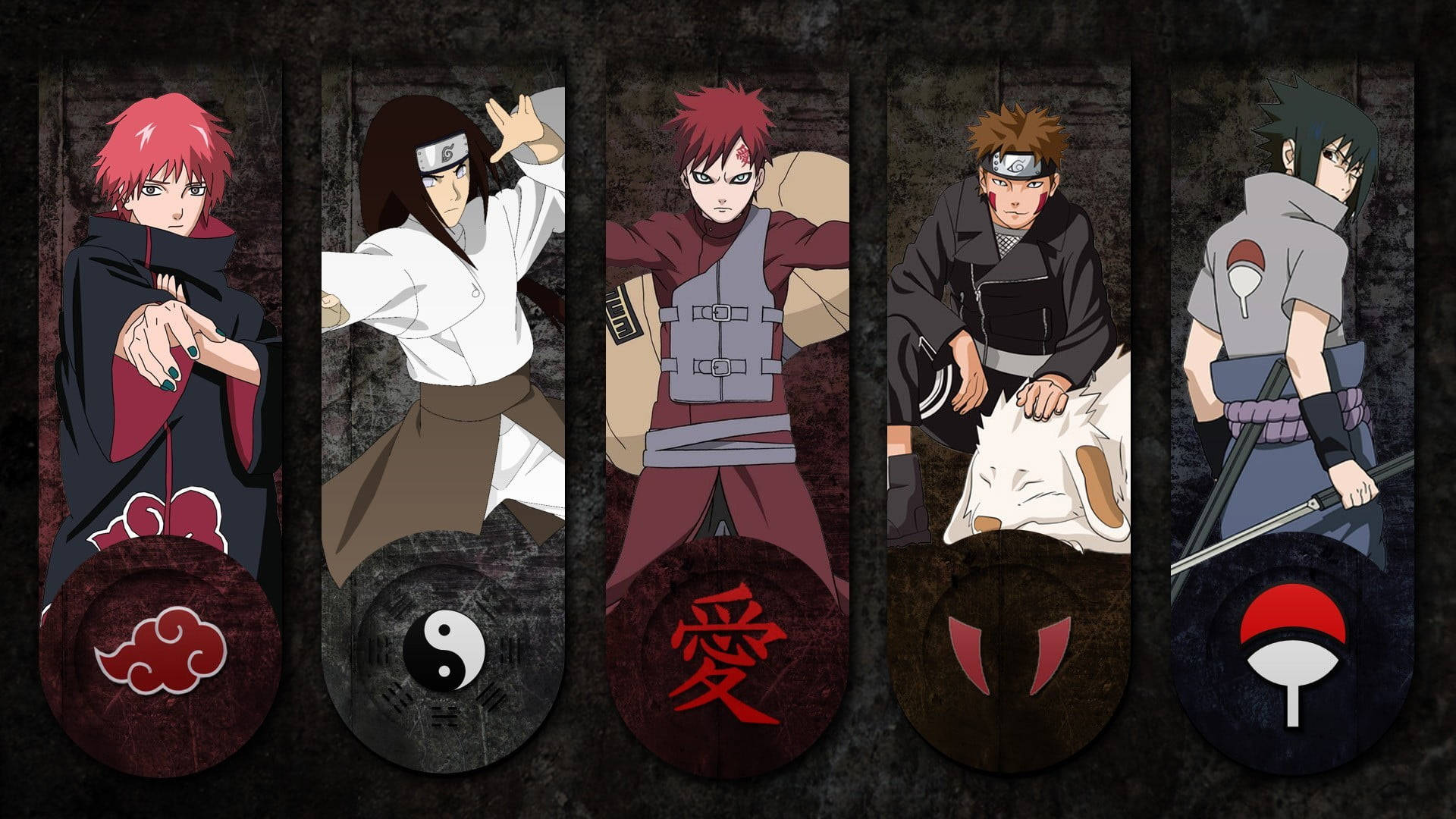 Naruto Lewende Karakterpanele Muurpapier