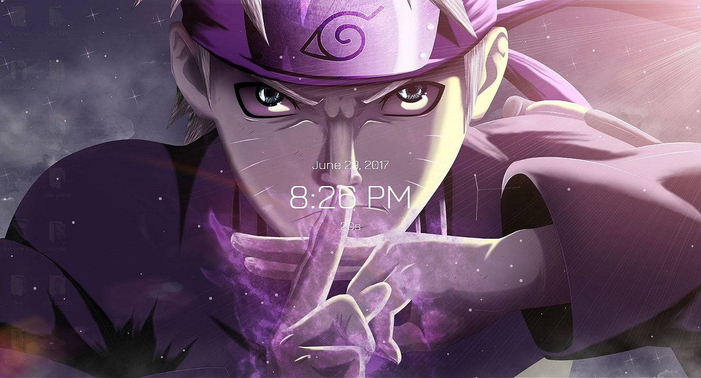 Naruto Lewendige Pers Estetiese Digitale Klok Muurpapier