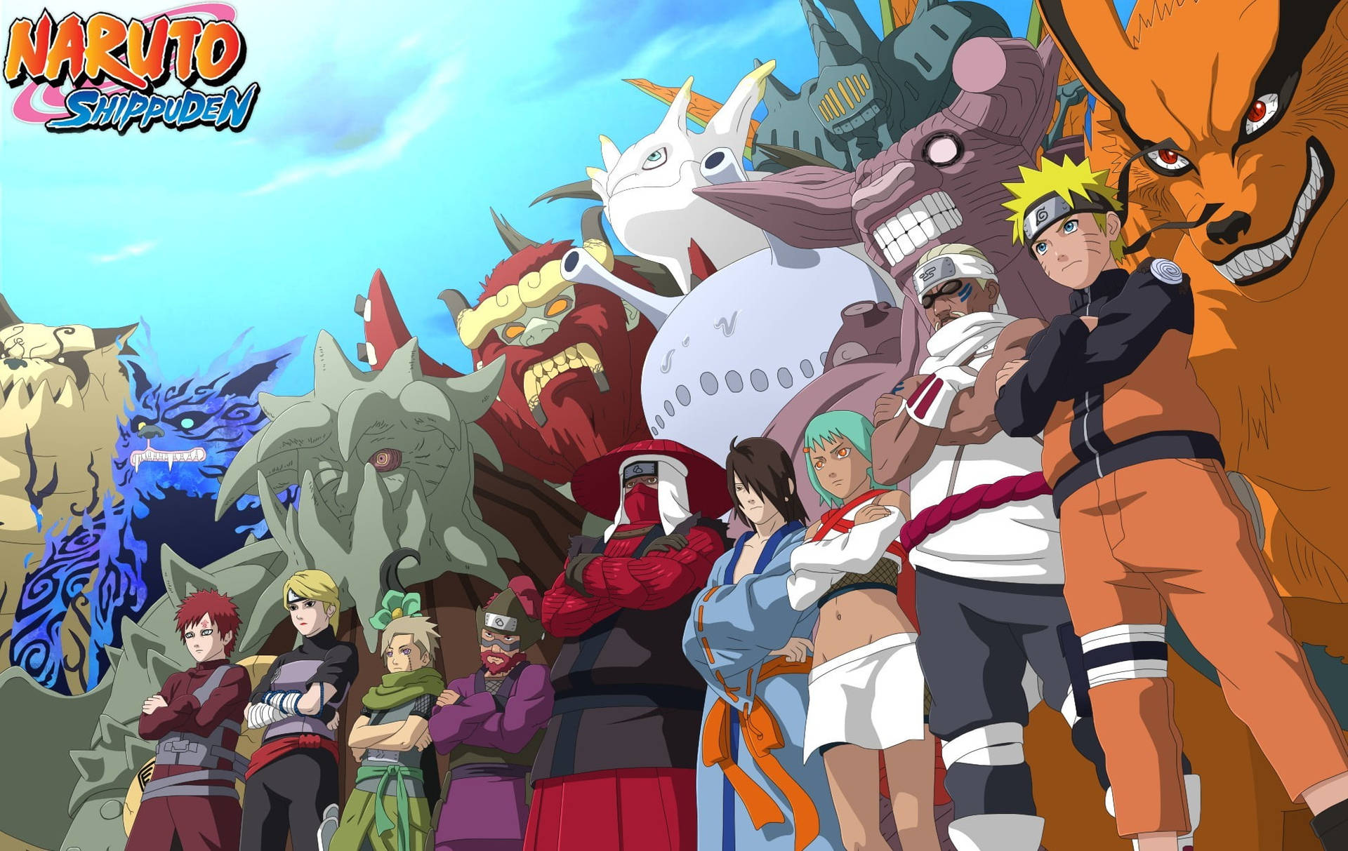 Naruto lewendige karakters en stertdiere — Naruto 4K GIF Muurpapier