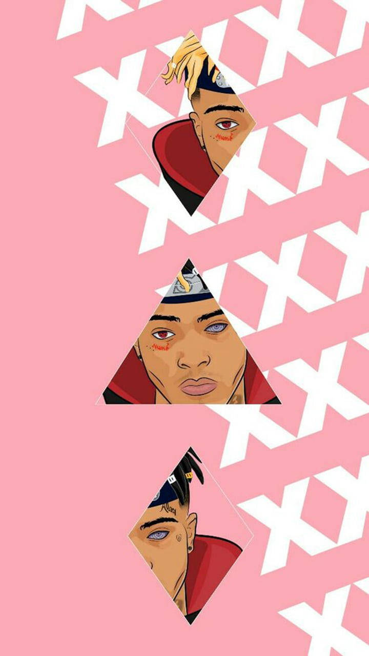 Naruto Live XXXTentacion Kuns Werk Pienk Estetika Muurpapier