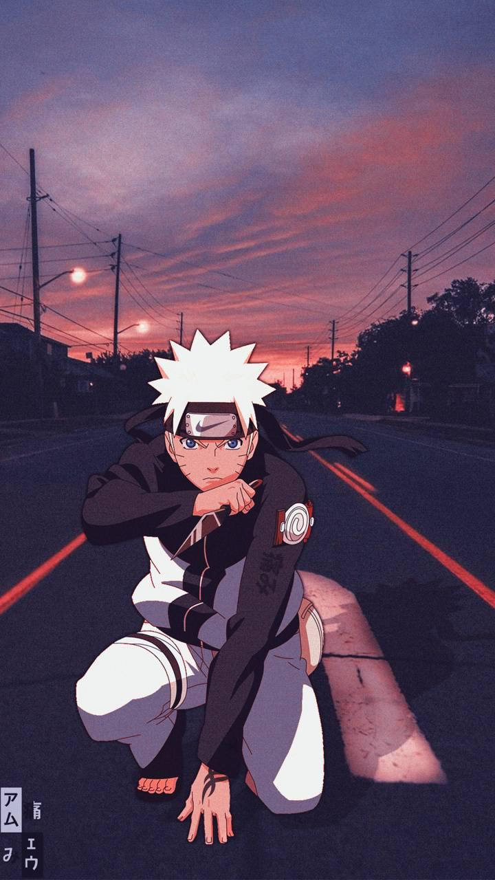 Naruto op Leë Straat Esteties Muurpapier