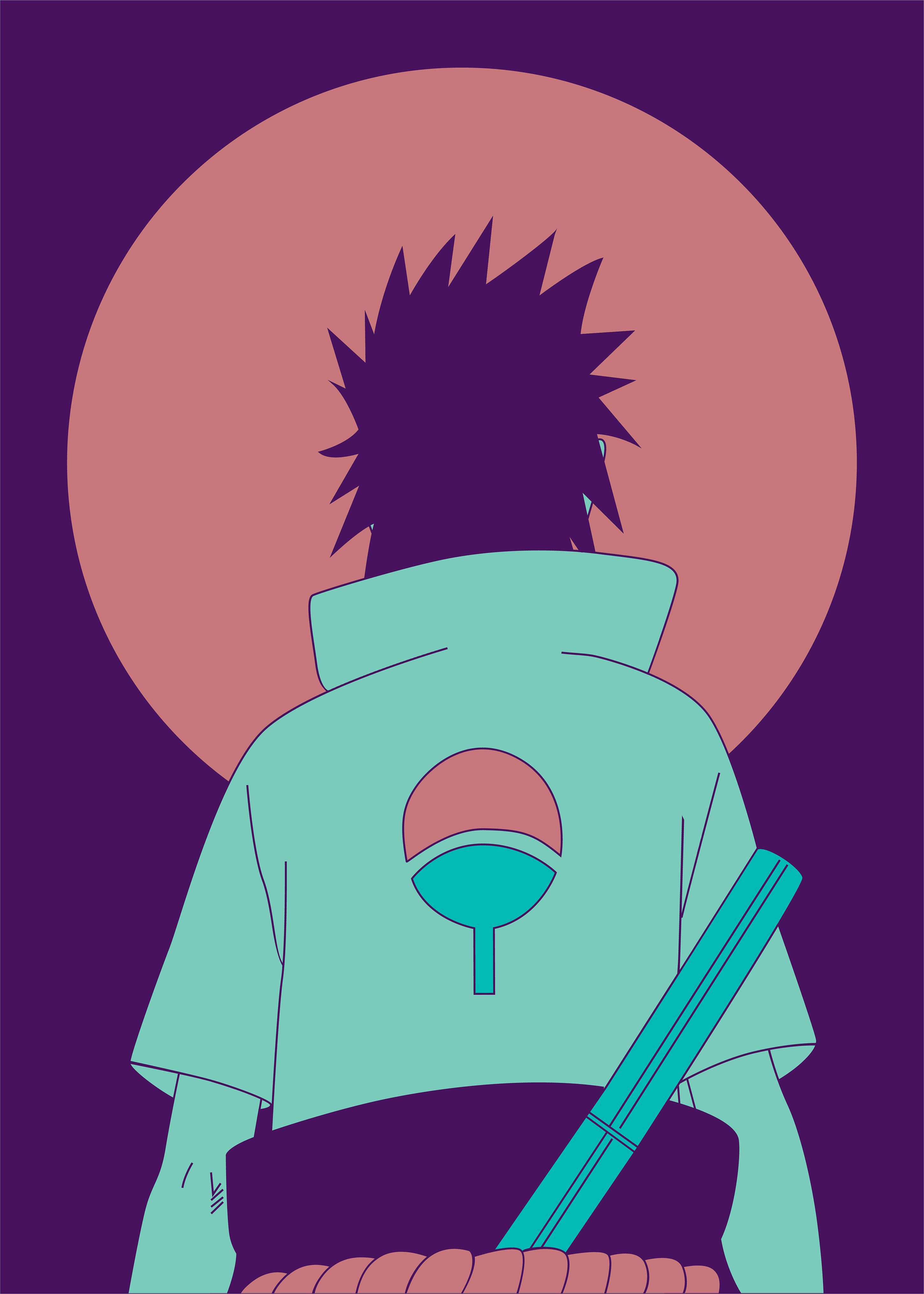 Naruto-plakkaat Sasuke-agter Muurpapier