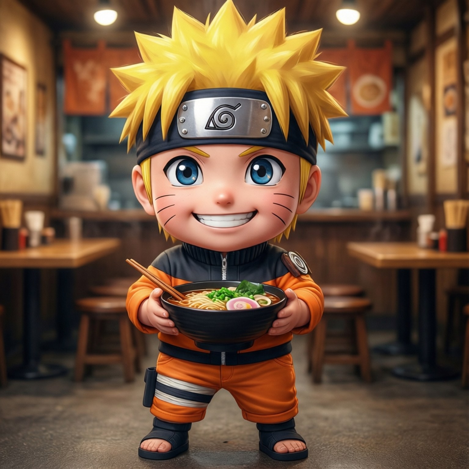 Naruto Ramen Glimlag Muurpapier