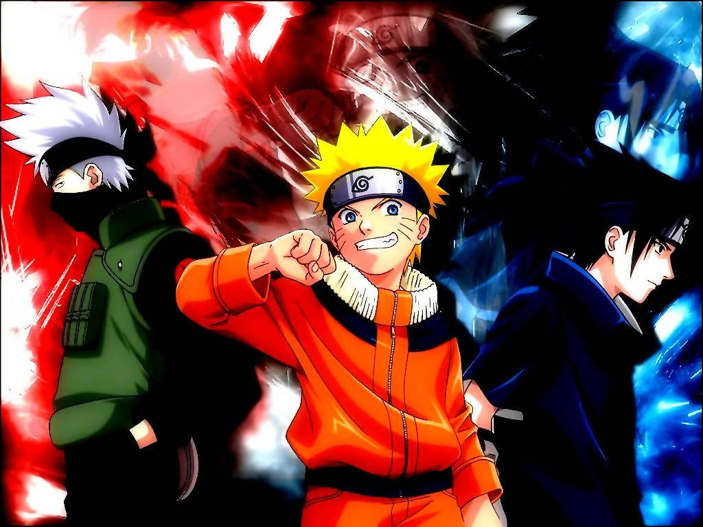 Naruto-rekenaar met Kakashi en Sasuke Muurpapier