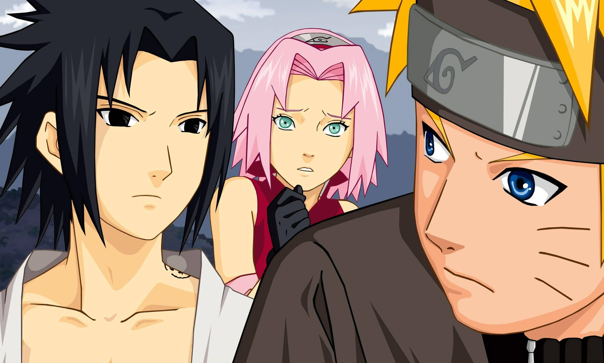 Naruto, Sasuke en Sakura Span 7 Plakkaat Muurpapier