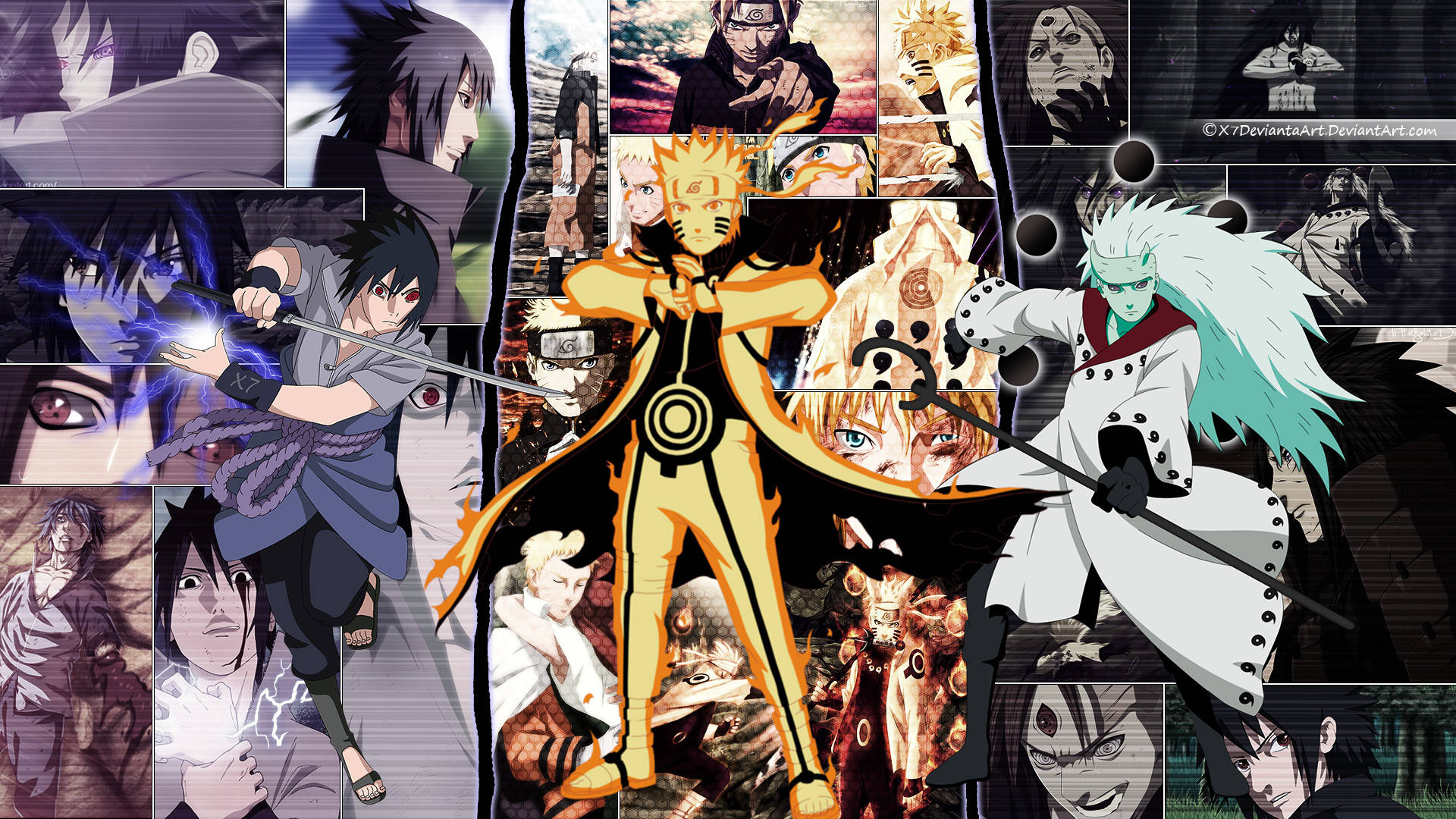 Naruto Sasuke Madara Sennin Finale Vorm Muurpapier