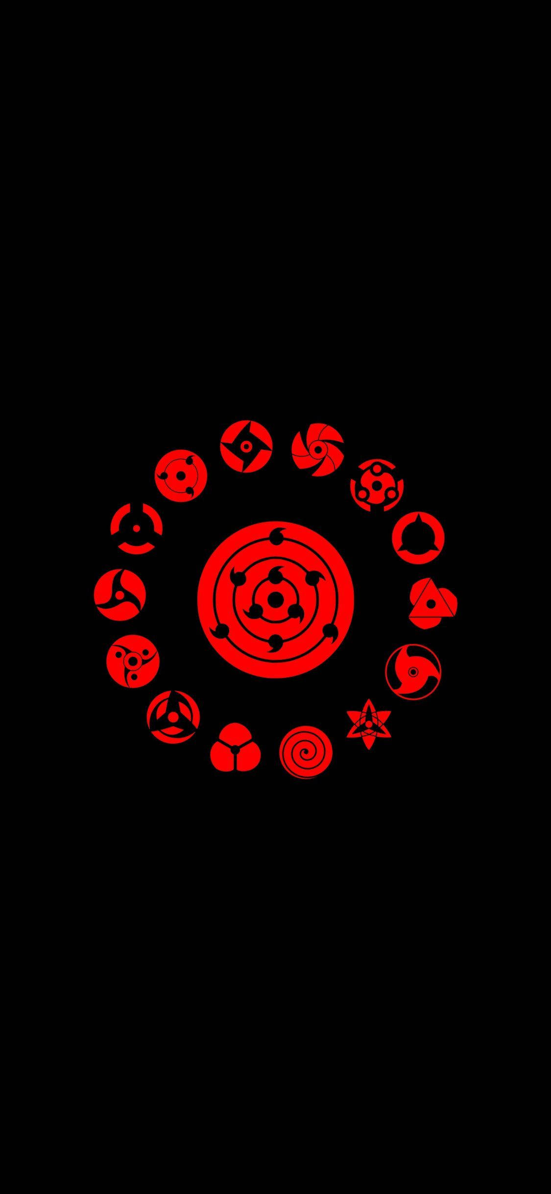 Naruto Sharingan-simbole iPhone Muurpapier